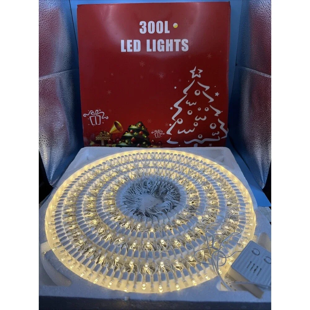 300LED String Lights 3 Modes Plug in Fairy Lights 300L-White Wire Indoor Use